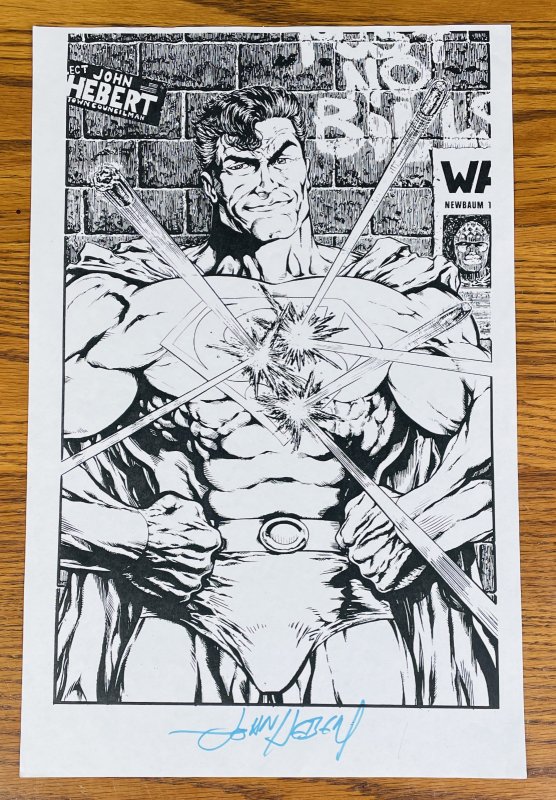 SUPERMAN COMIC BOOK ART PAGE SIGNED PRINT JOHN HEBERT 11x17 DC Comics