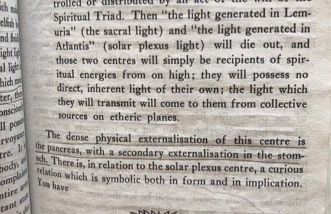 Esoteric healing, Bailey, 1998, some light pencil underlining