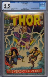 THOR #129 CGC 5.5 1ST ARES HERCULES PLUTO ZEUS JACK KIRBY