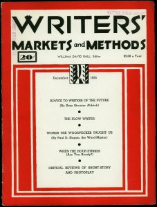 Writer's Markets and Methods December 1935- Pulp Magazines VG