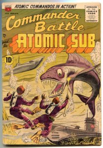 Commander Battle And The Atomic Sub #5 1955- ACG comic wild cover FN-