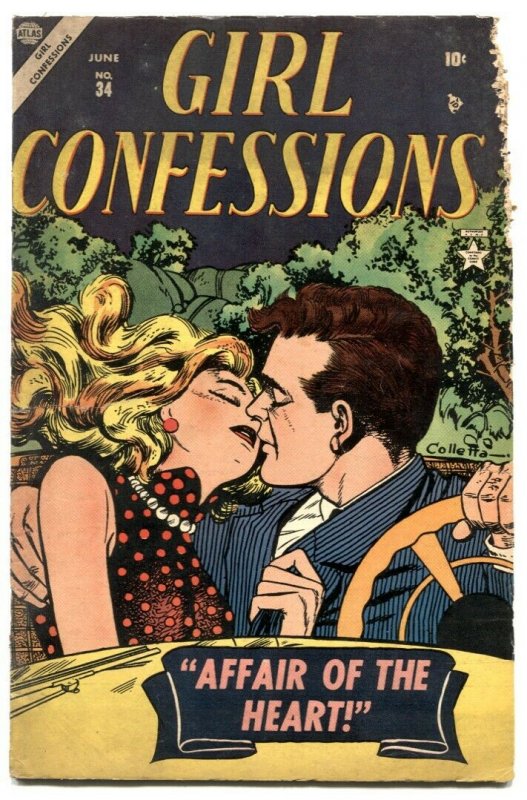 Girl Confessions #34 1954- Car kiss cover G