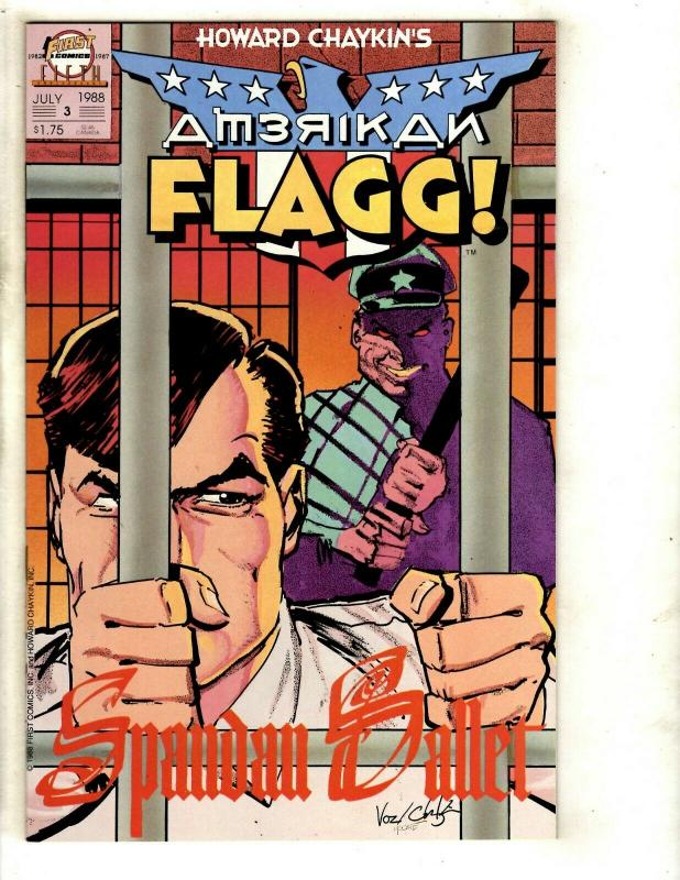 Lot Of 11 Comic Books Amerikan Flagg 2 3 4 5 American Flag 1 4 6 (2) 7 8 9 JF17