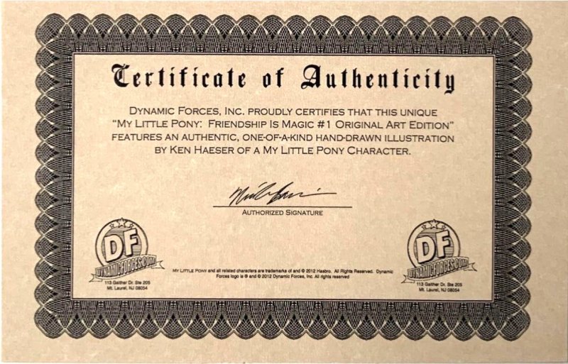 My Little Pony Friendship is Magic #1 DF HAND-DRAWN SKETCH/SIGNED KEN HAESER COA