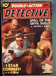 Double Action Detective Sep 1939-Asian menace-gagged woman cover-Pulp Magazine