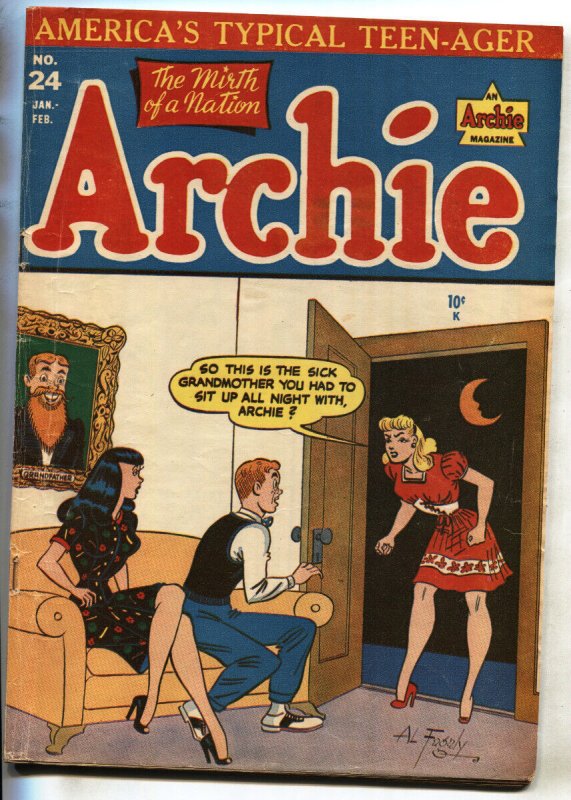 ARCHIE COMICS #24-1947 Golden-Age Comic-Betty and Veronica cover