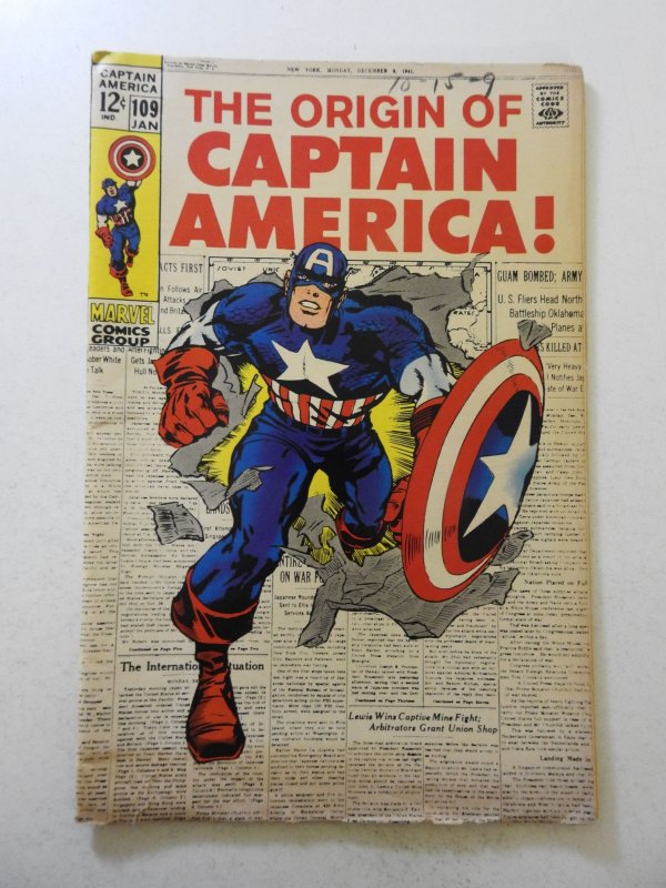 Captain America #109 (1969) VG+ Condition ink fc