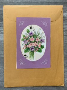 FILLED WITH EVERY HAPPINESS Purple Pink Flowers 5x7.5 Greeting Card Art EN1325
