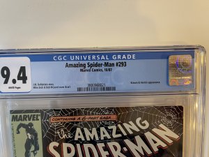 AMAZING SPIDER-MAN #293 CGC 9.4  - NewsStand - KRAVENS LAST HUNT PART 2