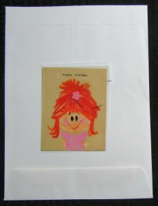 SWEET YOUNG THING Birthday Cute Cartoon Girl 4x5.25 Greeting Card Art #444