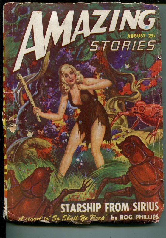 Amazing Stories 8/1948-Ziff-Davis-pulp sci-fi-Good Girl Art-Robert G. Jones-P