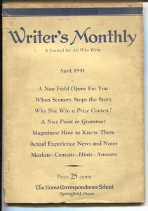 PULP:  Writer's Monthly 4/1931-by pulp author Archie Joscelyn-writers info-Fa...