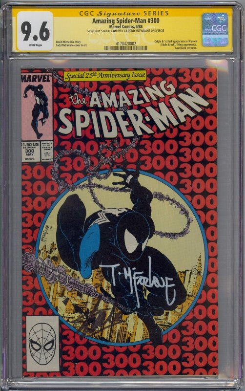 AMAZING SPIDER-MAN #300 CGC 9.6 SS SIGNED STAN LEE TODD MCFARLANE 1ST VENOM