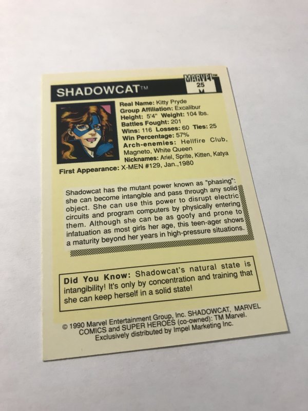 SHADOWCAT #25 card : 1990 Marvel Universe Series 1, NM/M, X-Men, dragon pet