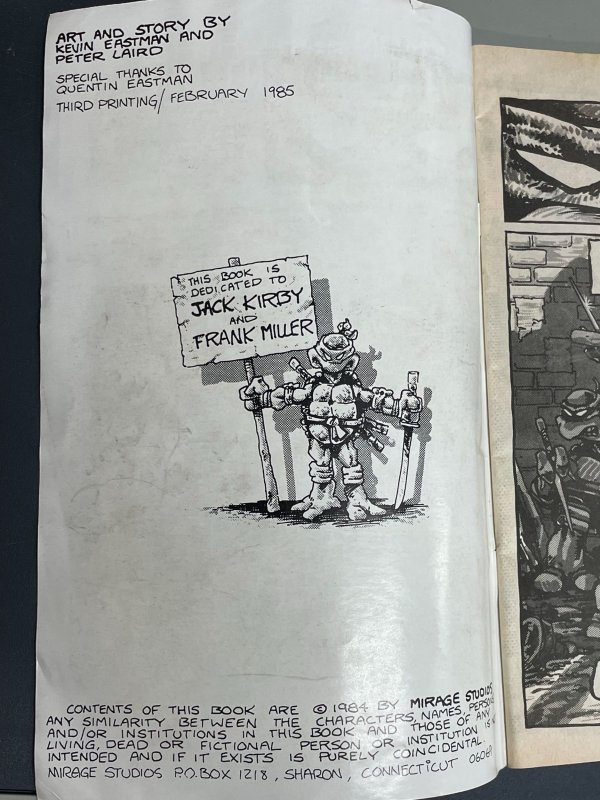 Teenage Mutant Ninja Turtles #1 Third Print Cover (1984)