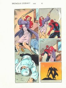Spectacular Spider-Man #245 p.21 Color Guide Art - Spidey and MJ by John Kalisz