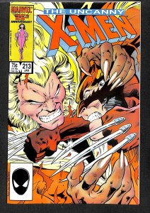 X-Men #213 VF/NM 9.0 Wolverine Vs. Sabretooth Battle! Marvel Comics