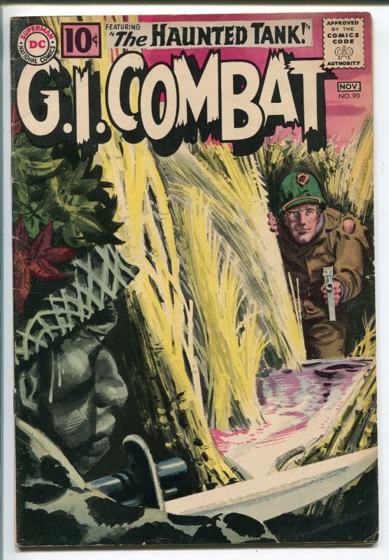 G.I. COMBAT #90 1961-DC-GREYTONE- HAUNTED TANK STORY-LAST 10¢ ISSUE-fn 