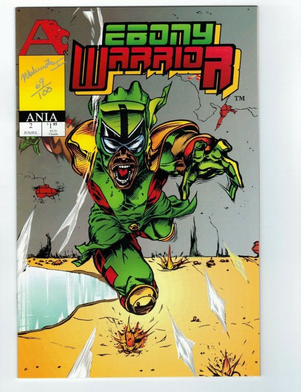 Ebony Warrior #2 VF signed by cover artist Mshindo I w/ COA (69/100) afrocentric