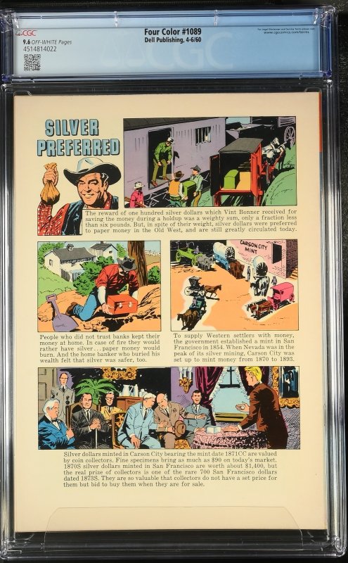 Restless Gun-Four Color Comics #1089 CGC 9.6 1960-Dell-John Payne comic book-...