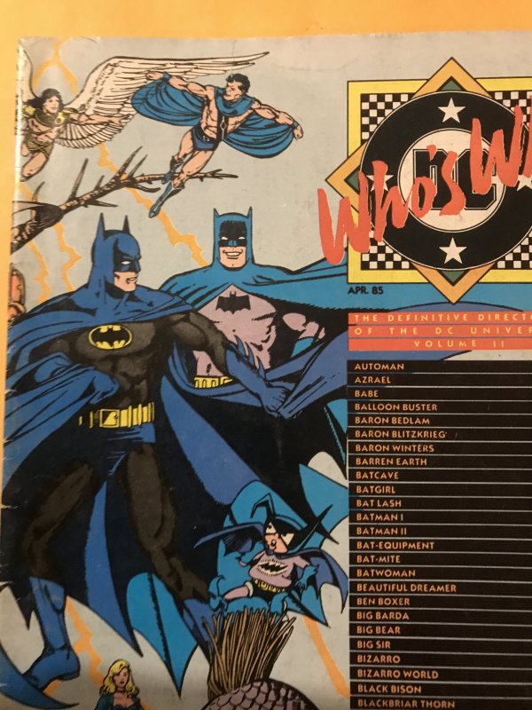 DEFINITIVE DIRECTORY OF DC UNIVERSE 2 : 4/85 VG+; Who’s Who Batman Blackhawk