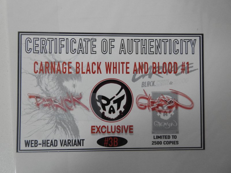 Carnage: Black, White & Blood #1 Patrick Gleason Webhead Cover (2021) W/ CoA