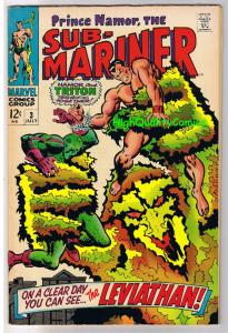 SUB-MARINER #3, VF+, Inhuman Triton, John Buscema,1968, Silver age