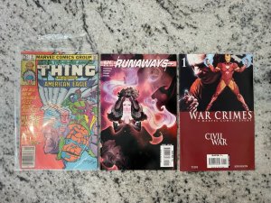3 Marvel Comics War Crimes 1 + Runaways 19 + Two-In-One Annual 6 Thing 39 J861