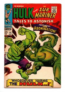 TALES TO ASTONISH #91 (1967) GIL KANE | SILVER AGE | 1ST COVER APP ABOMINATION