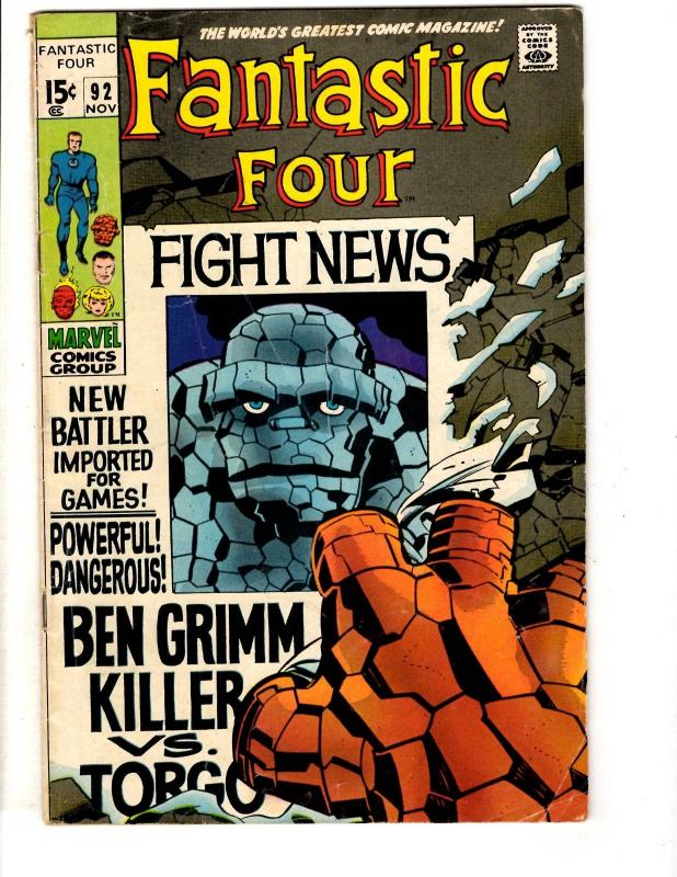 Fantastic Four # 92 FN Marvel Comic Book Thing Human Torch Silver Surfer TW65