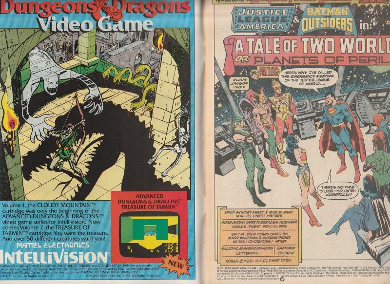 World’s Finest Comics # 300 The Justice League ad The Outsiders Unite !