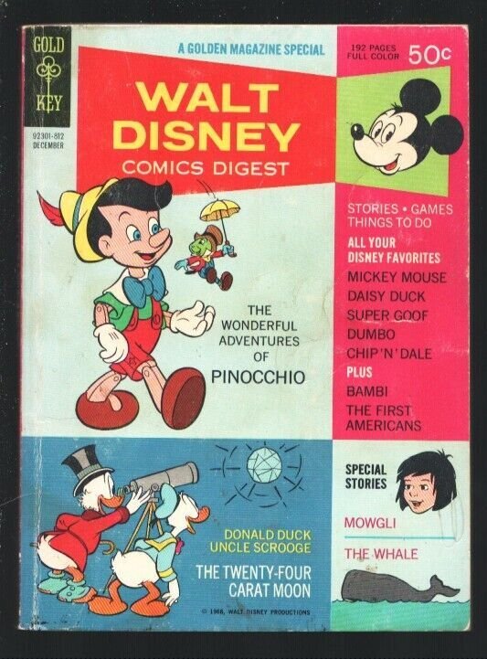 Walt Disney Comics Digest #6 1968-Carl Barks art-Pinocchio-Bambi-Dumbo-Tinker...