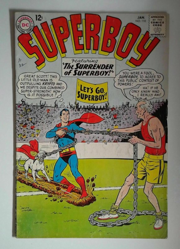 Superboy #110 (1964) DC Comics 5.5 FN- Comic Book Krypto