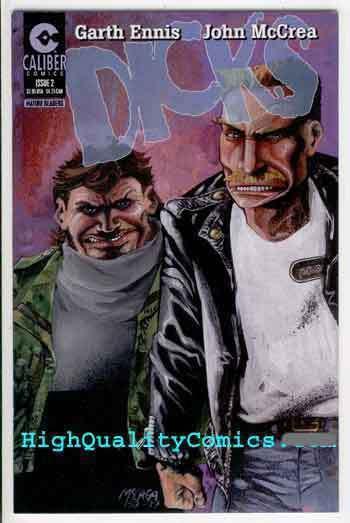 DICKS #2, NM+, Garth Ennis, John McCrea, 1997, Caliber, Guns