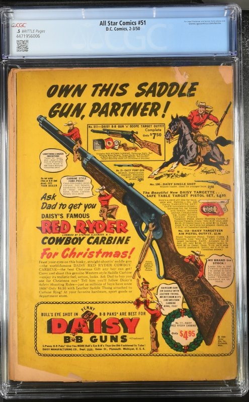 (1950) ALL STAR COMICS #51 CGC 0.5! Rare JSA Golden Age!
