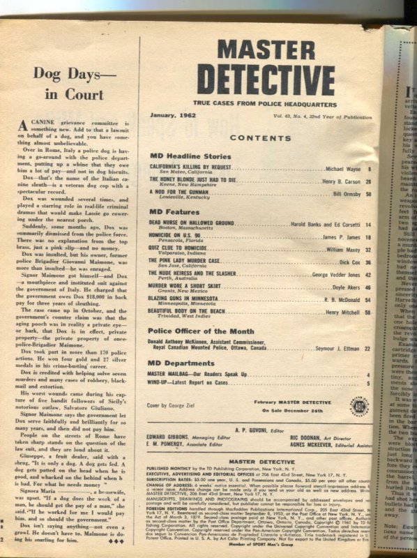 Master Detective-1/62-Murder-Homicide-Killing-VG