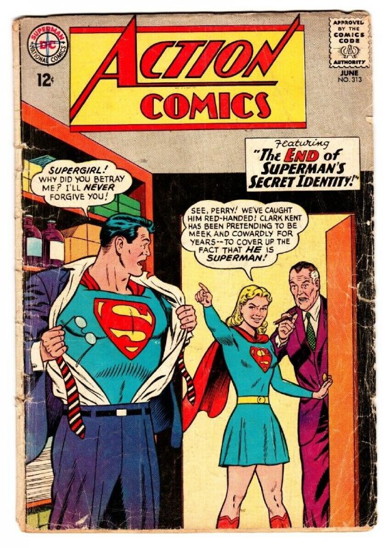 ACTION COMICS #313 comic book 1964-SUPERMAN-SUPERGIRL-PERRY WHITE G