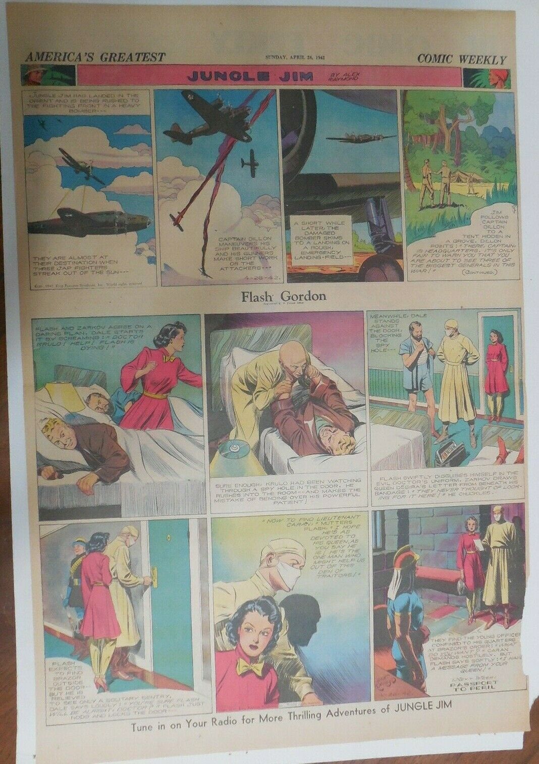 Flash Gordon Sunday by Alex Raymond from 3/21/1943 Large Full Page Size !