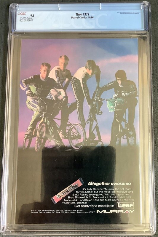 Thor #372 CGC 9.6 (Marvel 1986) -1st app of Time Variance Authority White Pages