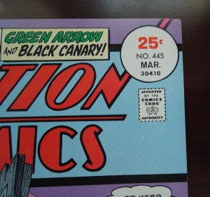 Action Comics #445 NEAR MINT Condition (1975)  Light spine roll, off-white pages