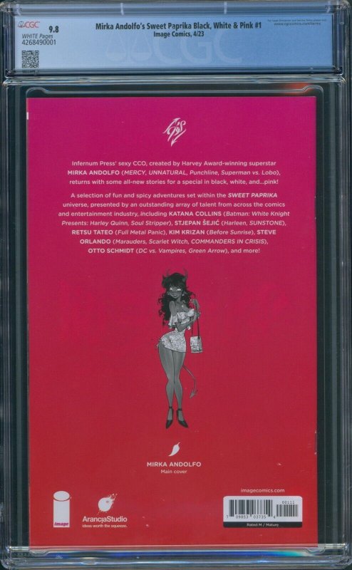 Mirka Andolfo's Sweet Paprika Black White & Pink #1 CGC 9.8 Cover A Image 2023