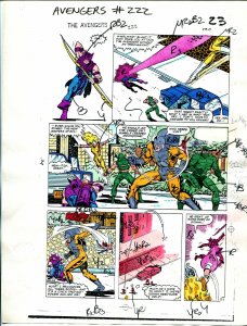 Avengers #222 1982 Hand Painted  Colorguide Page 17-Tiger Shark, Hawkeye-VG