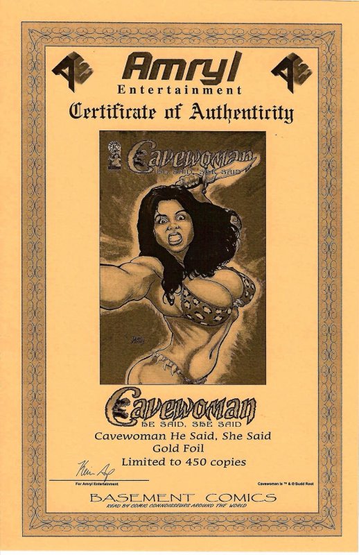 Cavewoman: He Said She Said (2003) Gold Foil Edition Limited to 450