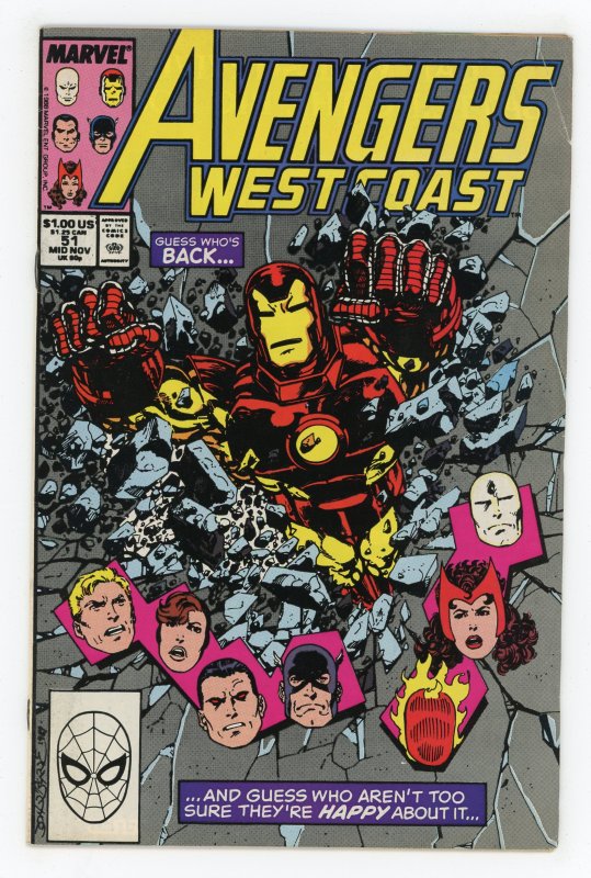 Avengers West Coast #51 John Byrne U.S. Agent Scarlet Witch FN+