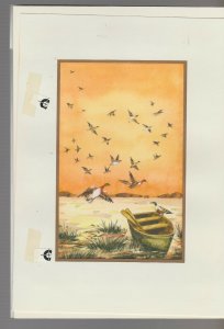 FATHERS DAY Flock of Ducks w/ Rowboat 6.5x9 Greeting Card Art #FD711