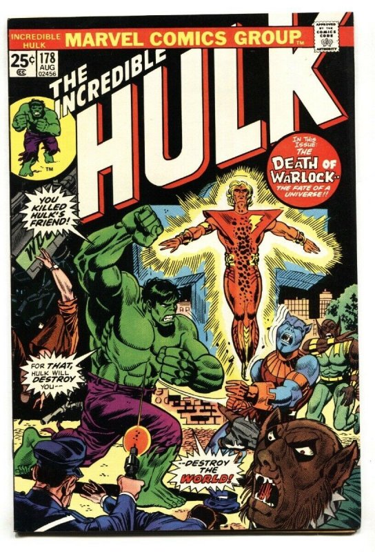 INCREDIBLE HULK #178-Death of Warlock-Marvel 1974 VF 