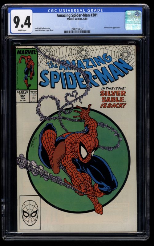 Amazing Spider-Man #301 CGC NM 9.4 White Pages 1st Venom!