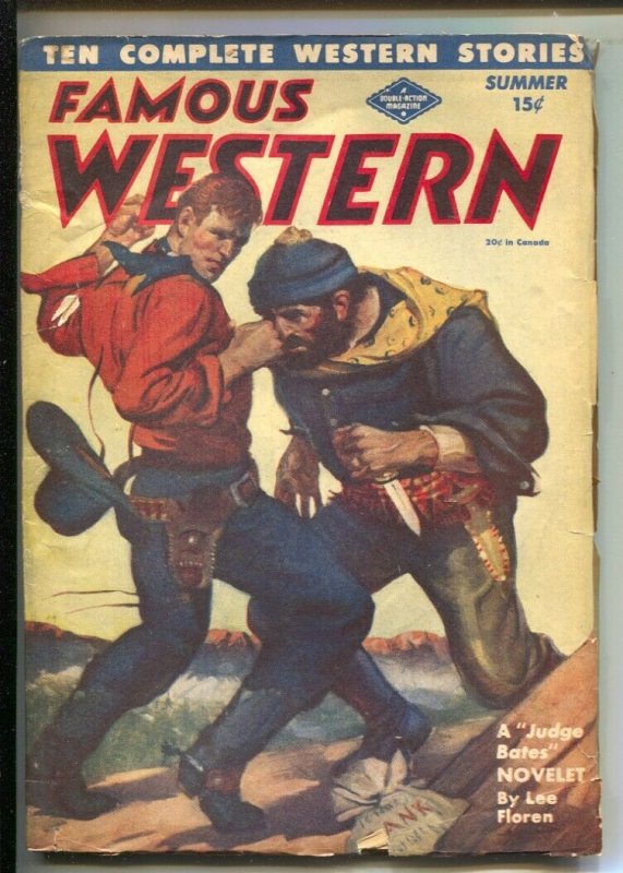 Famous Western-Summer 1945-Columbia-Judge Bates story by Lee Floren-Hero pulp-G