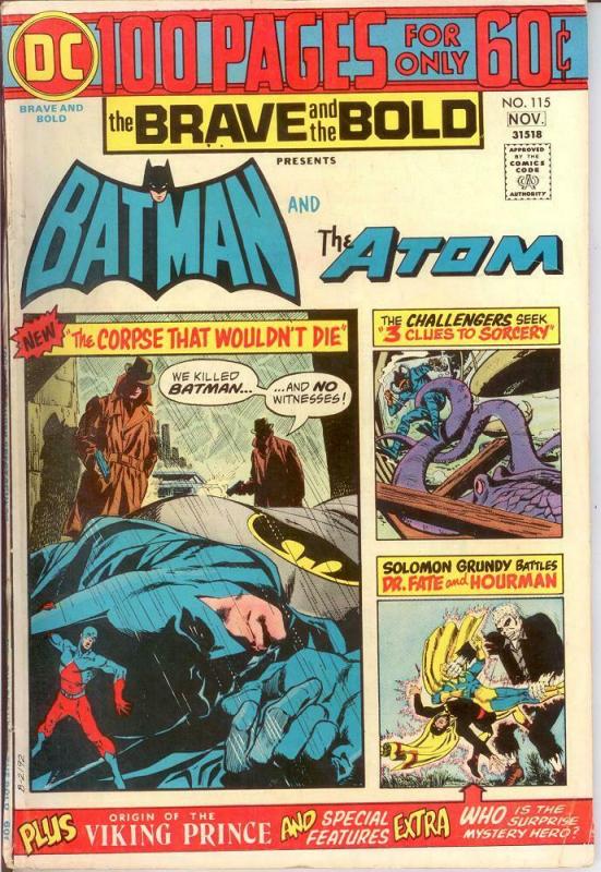 BRAVE & BOLD (1955-1983 DC) 115 FINE Nov. 1974