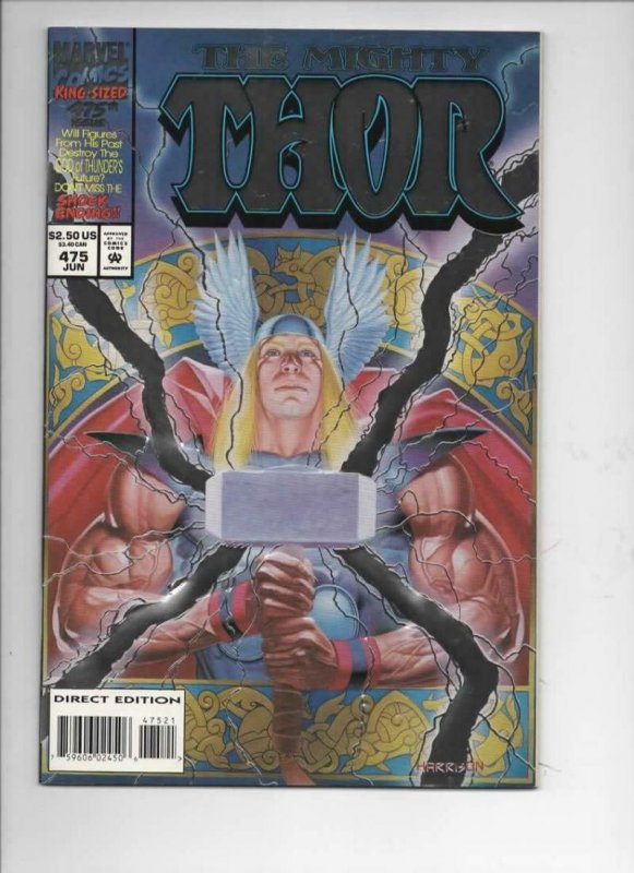 THOR #475 VF/NM God of Thunder Foil cover 1966 1994, more Thor in store, Marvel